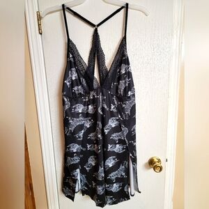 Sleep Nightie Dress Black and White Animal Zebra Print Women's Sleepwear Ed